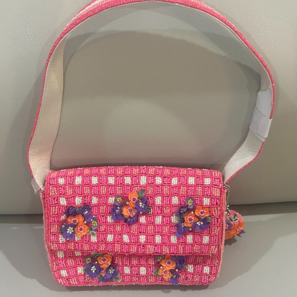 Beaded Bag Handcrafted in India  Brand new with. tag Viral on Tik Tok!  Pink and